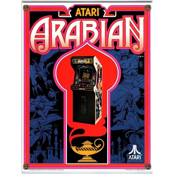 Arabian Arcade Flyer 1983 Original Retro Video Game Promo Artwork Aladdin's Lamp - Picture 1 of 2